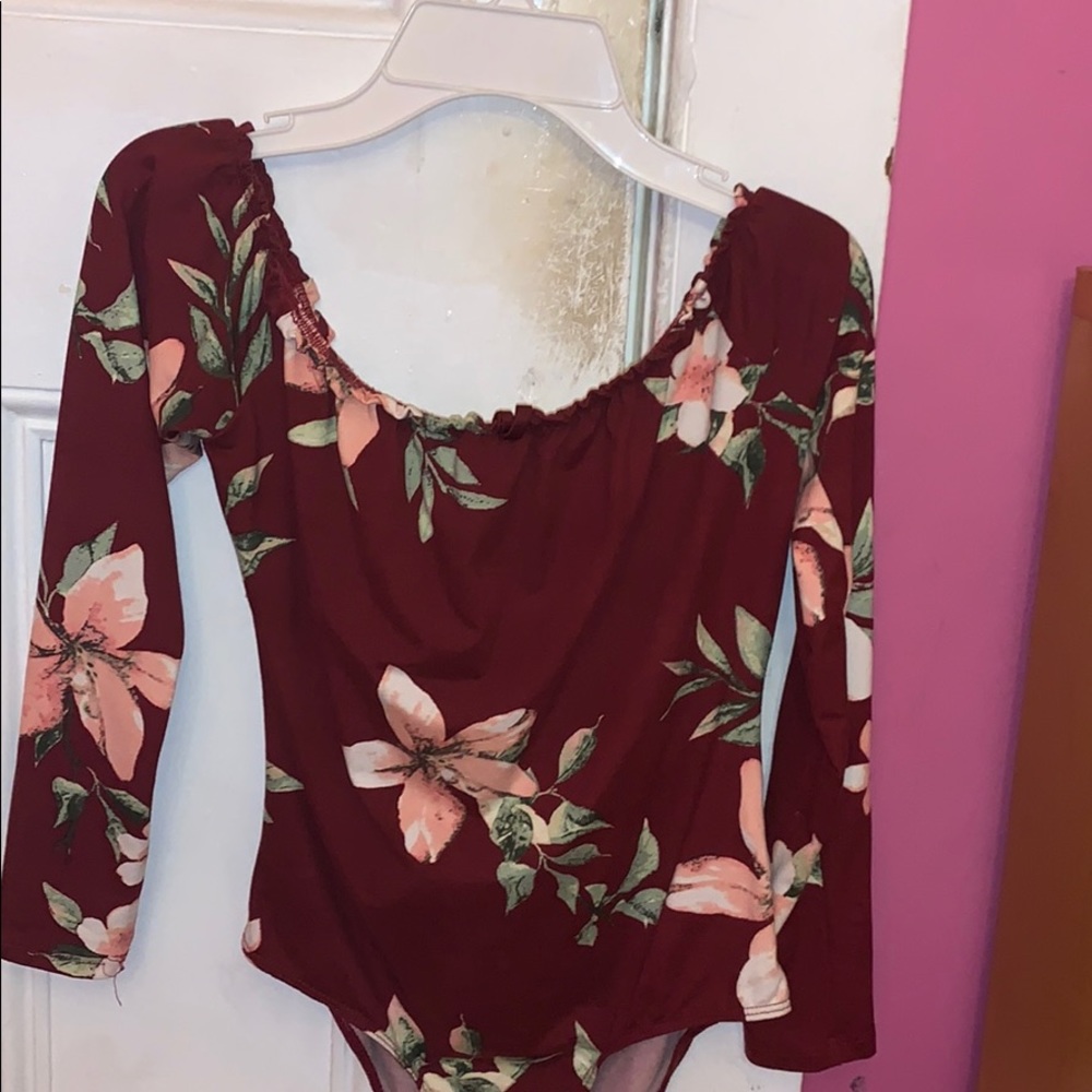beautiful floral off the shoulder bodysuit